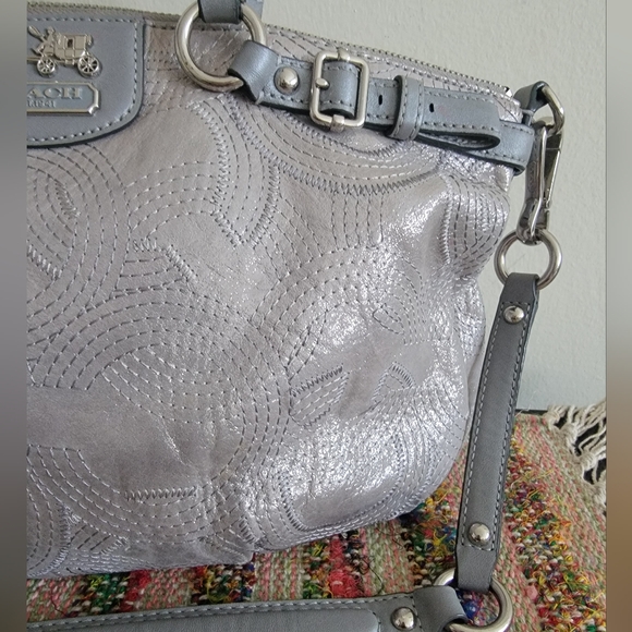 Coach madison satchel bag Gray Silver Tone